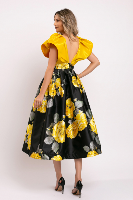 Rochie Rita galbenă elegantă din tafta [3]
