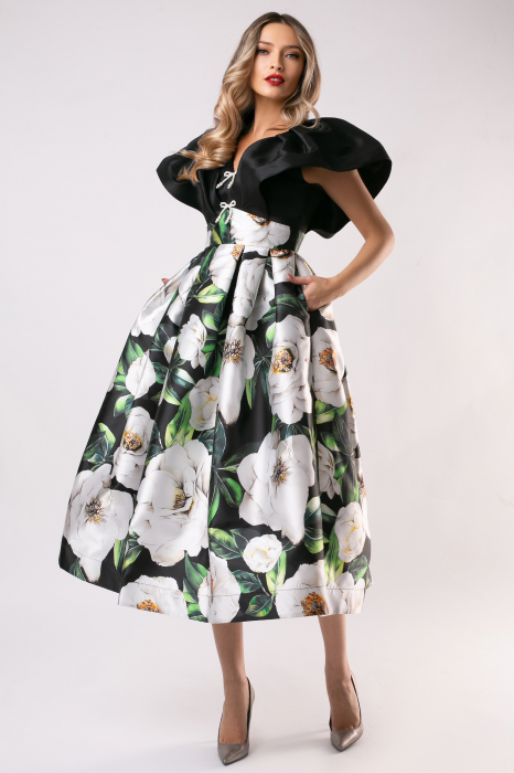 Rochie Rita neagră elegantă din tafta [4]