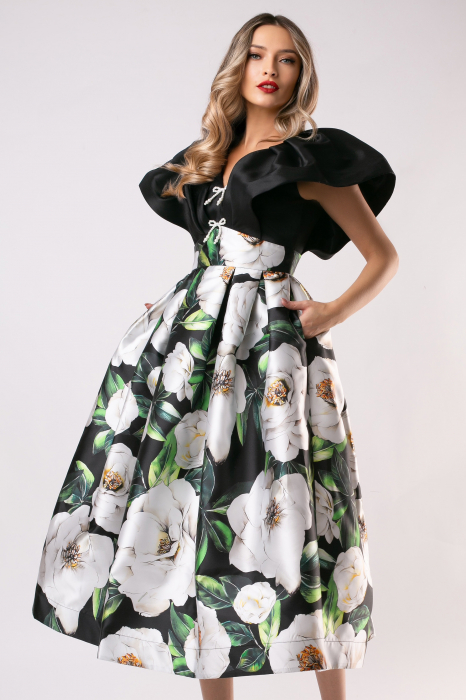Rochie Rita neagră elegantă din tafta [2]