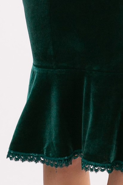 Rochie Romina verde din catifea accesorizată cu perluțe [7]