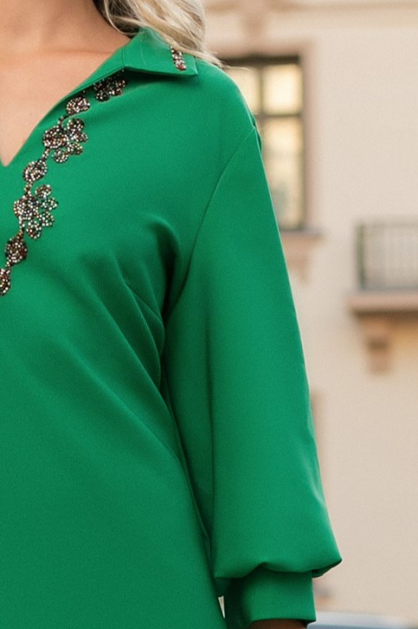 Rochie Roxela verde accesorizată cu margele [4]