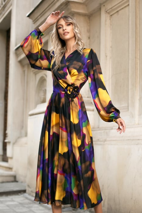 Rochie Runa galbenă de ocazie din satin [4]