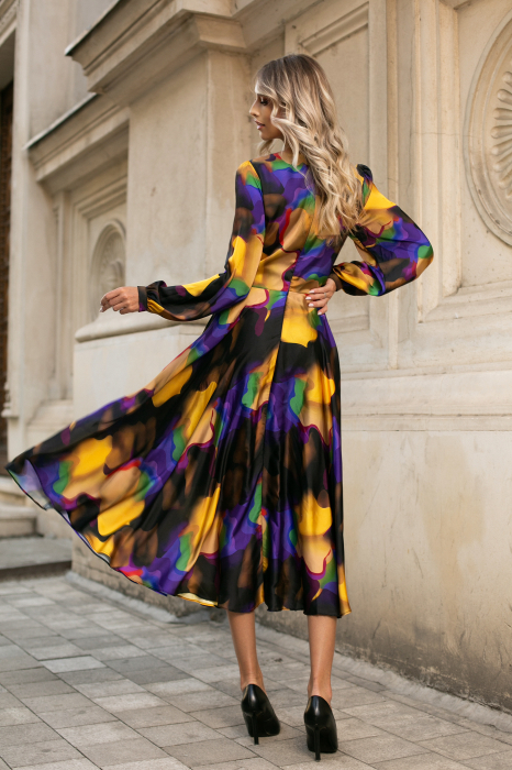 Rochie Runa galbenă de ocazie din satin [3]