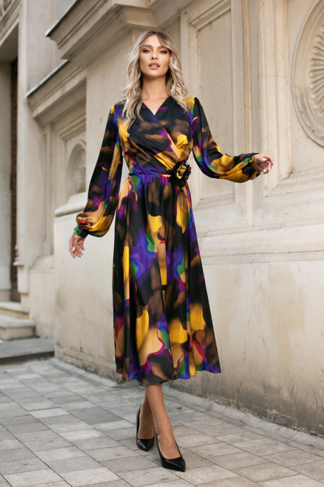 Rochie Runa galbenă de ocazie din satin [2]