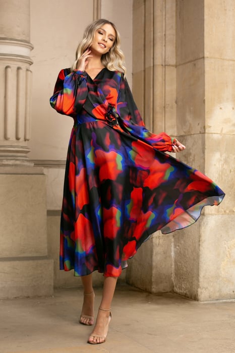 Rochie Runa roșie de ocazie din satin [2]