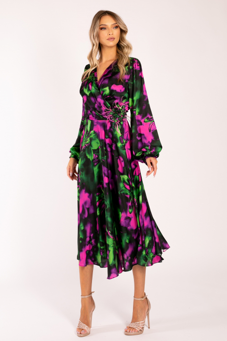 Rochie Runa verde de ocazie din satin [2]