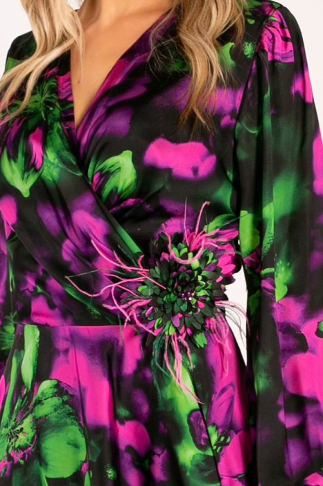 Rochie Runa verde de ocazie din satin [4]