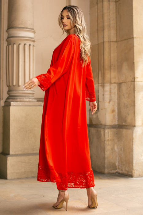 Rochie Samanta corai mărime mare accesorizată  dantelă [4]
