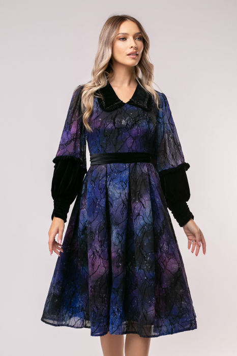 Rochie Selena mov de ocazie din catifea [4]