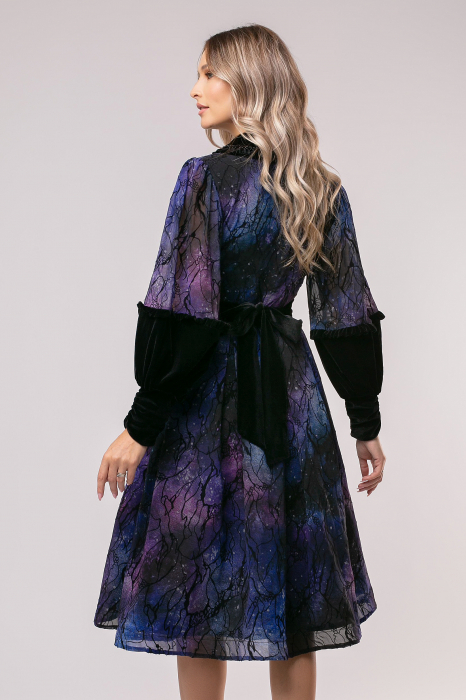 Rochie Selena mov de ocazie din catifea [5]