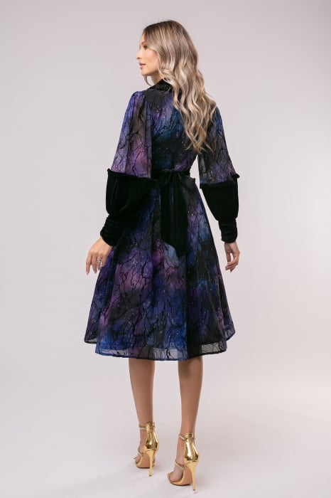 Rochie Selena mov de ocazie din catifea [7]