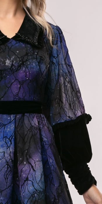 Rochie Selena mov de ocazie din catifea [3]