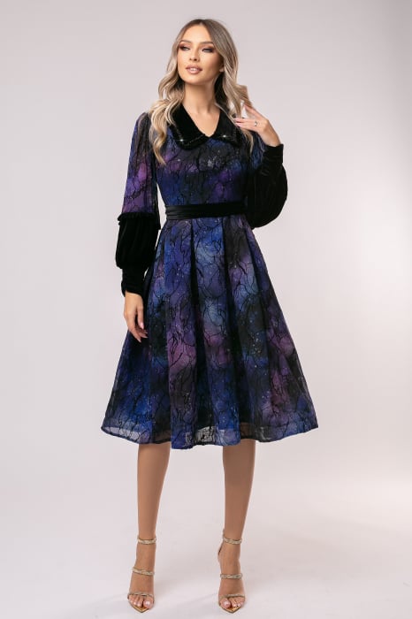 Rochie Selena mov de ocazie din catifea [6]