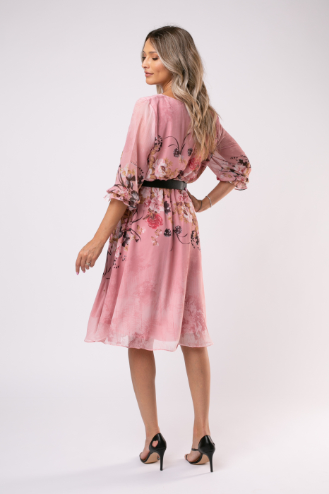 Rochie Semana roz mărime mare cu imprimeu floral [4]