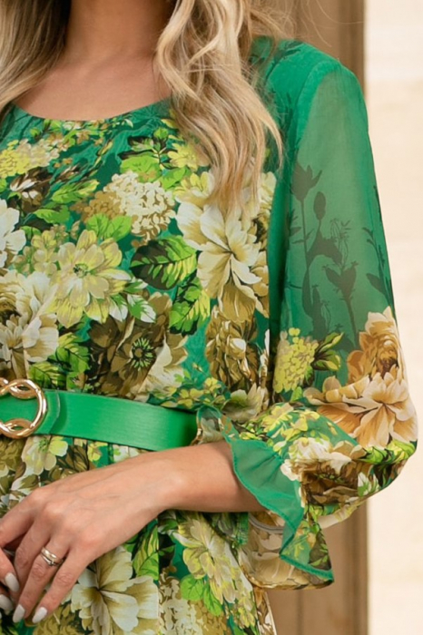 Rochie Semana verde mărime mare cu imprimeu floral [7]