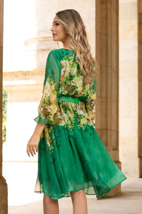 Rochie Semana verde mărime mare cu imprimeu floral [4]