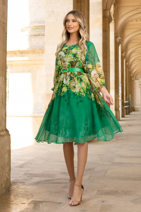 Rochie Semana verde mărime mare cu imprimeu floral [5]