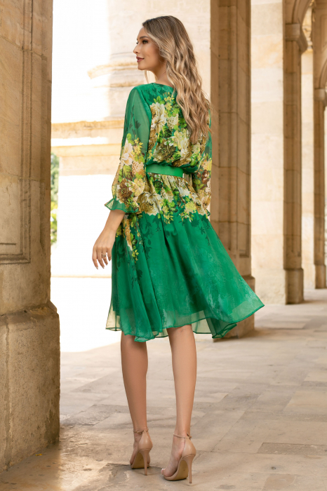 Rochie Semana verde mărime mare cu imprimeu floral [6]