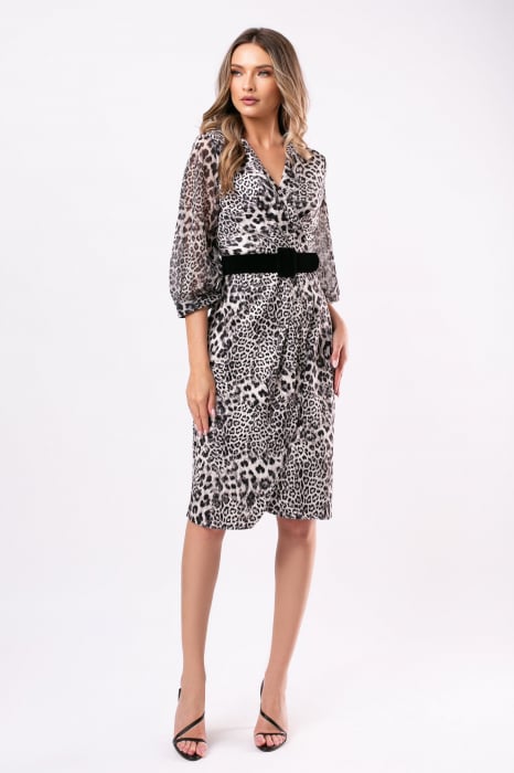 Rochie Sona elegantă animal print gri [2]
