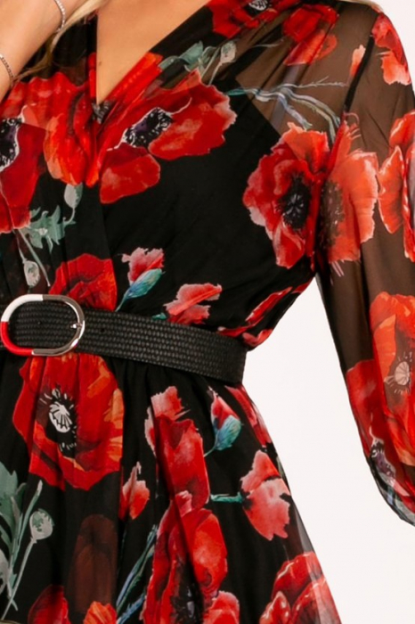 Rochie Fernanda cu imprimeu floral roșu [7]