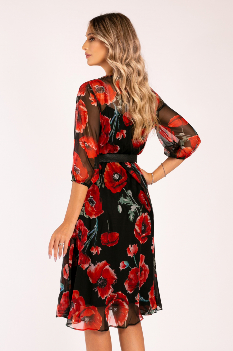 Rochie Fernanda cu imprimeu floral roșu [3]