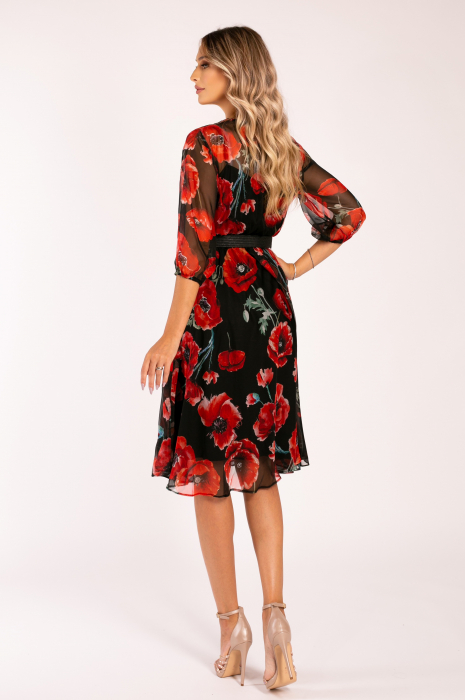 Rochie Fernanda cu imprimeu floral roșu [6]