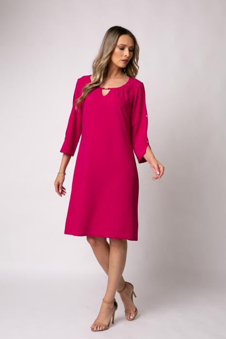 Rochie Triniti fucsia accesorizată pe mânecă [5]