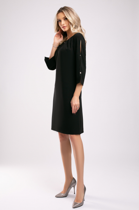 Rochie Triniti neagră accesorizată pe mânecă [2]
