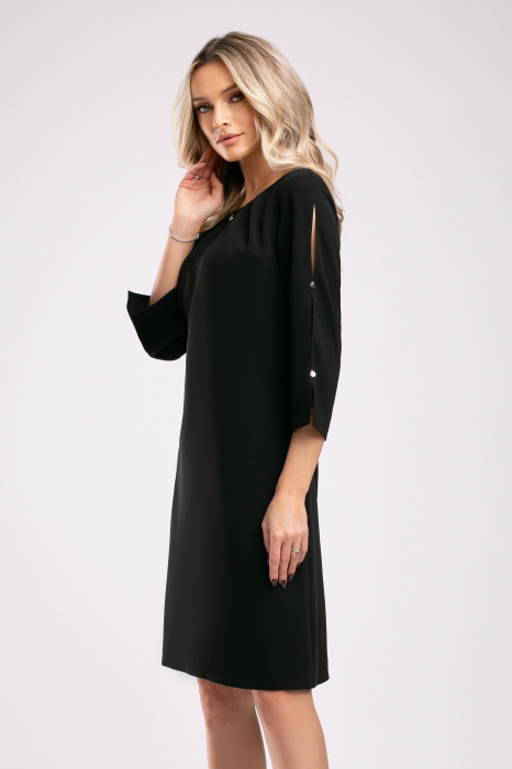 Rochie Triniti neagră accesorizată pe mânecă [5]