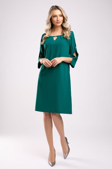Rochie Triniti verde accesorizată pe mânecă [5]
