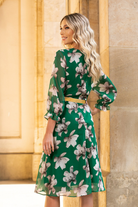 Rochie Valerie verde cu imprimeu floral [3]