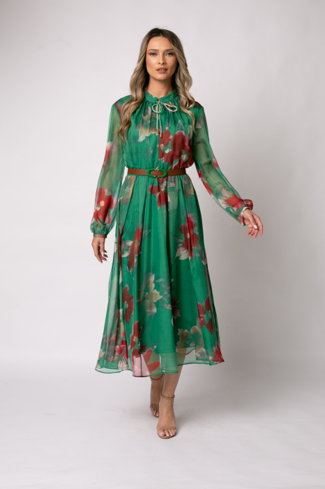 Rochie verde cu imprimeu floral [2]