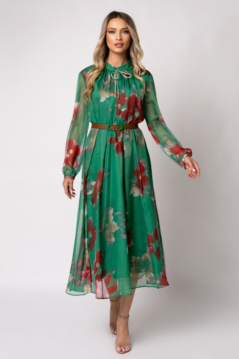 Rochie verde cu imprimeu floral [2]