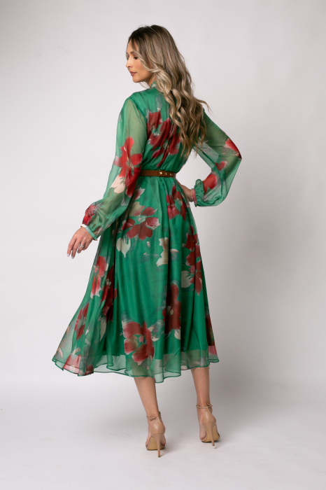 Rochie verde cu imprimeu floral [3]