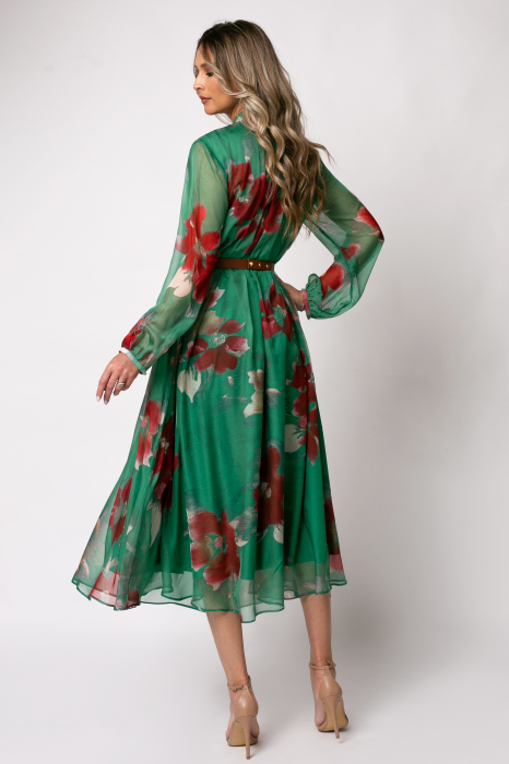 Rochie verde cu imprimeu floral [5]