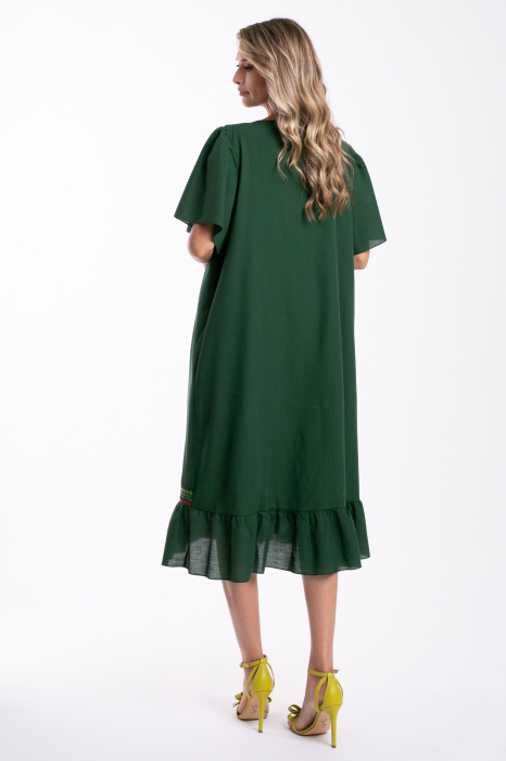 Rochie verde mărime mare accesorizată cu broderie [3]