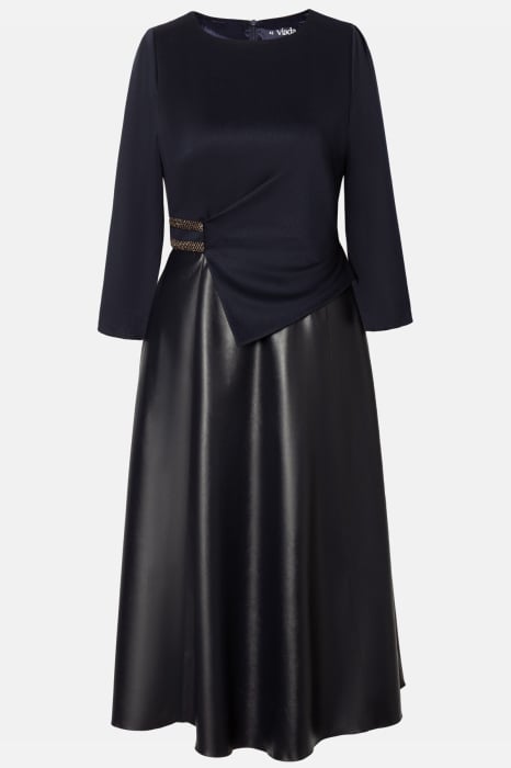 Rochie Viada bleumarin cu piele ecologică [2]