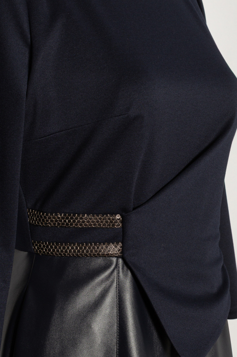 Rochie Viada bleumarin cu piele ecologică [3]