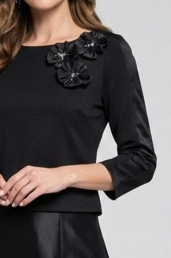 Rochie Viada neagră elegantă accesorizată cu flori 3D [4]