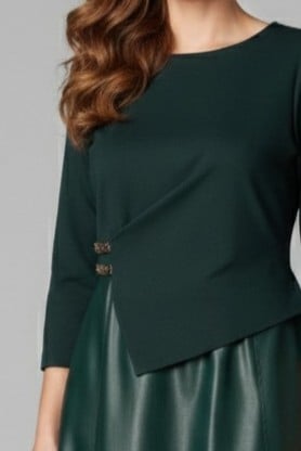 Rochie Viada verde cu piele ecologică [2]