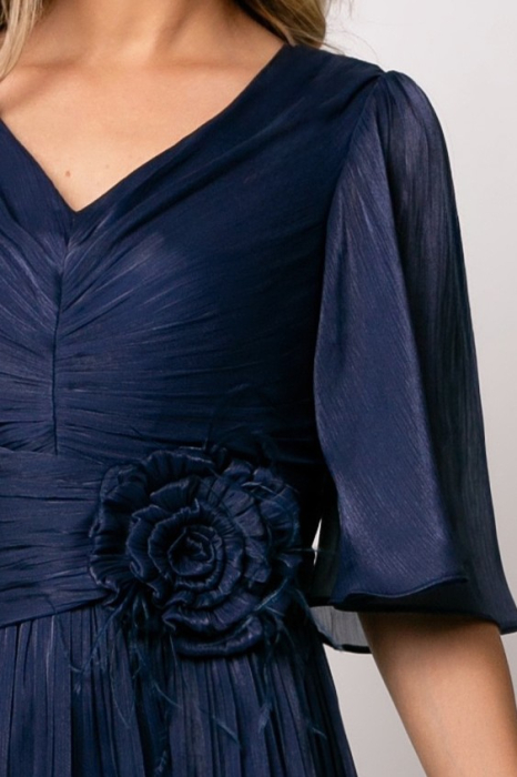 Rochie Viada bleumarin de ocazie accesorizată în talie [5]