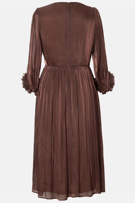 Rochie Viada maro de ocazie accesorizată pe mânecă [5]