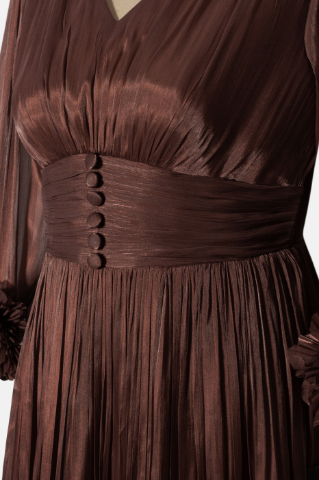 Rochie Viada maro de ocazie accesorizată pe mânecă [2]