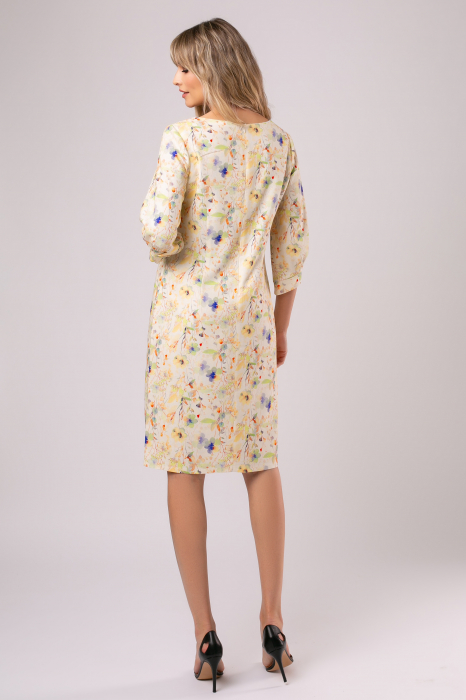 Rochie Viada din in crem cu imprimeu floral [6]