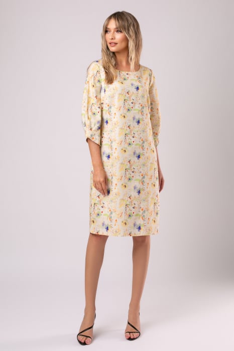 Rochie Viada din in crem cu imprimeu floral [2]