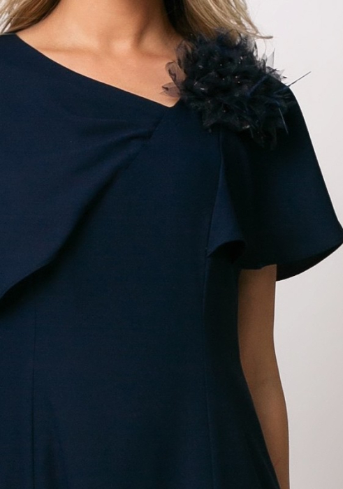 Rochie Viada elegantă bleumarin accesorizată cu floare 3D [4]