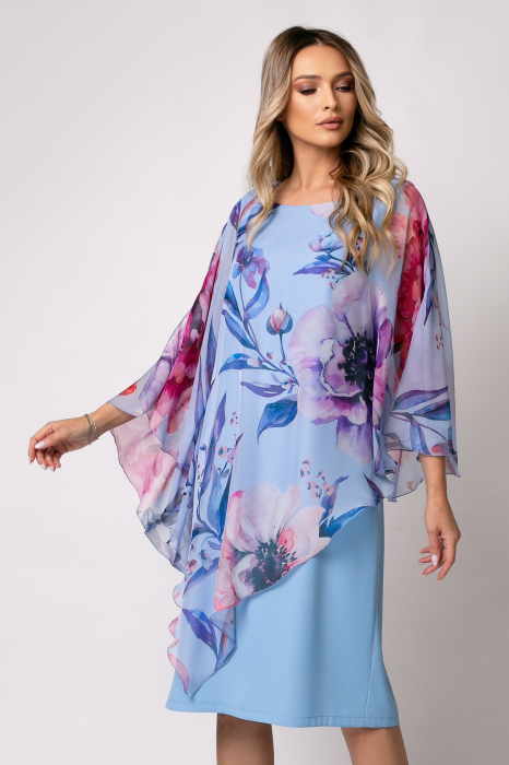 Rochie Viada eleganta blue cu imprimeu floral