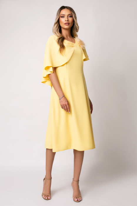 Rochie Viada elegantă galbenă accesorizată cu floare 3D [5]