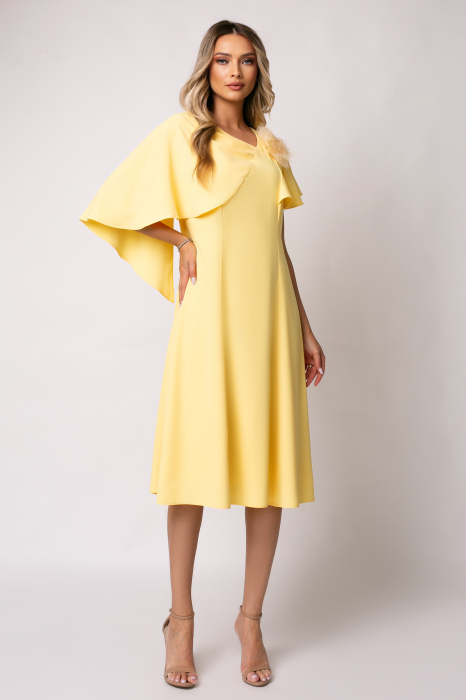 Rochie Viada elegantă galbenă accesorizată cu floare 3D [4]