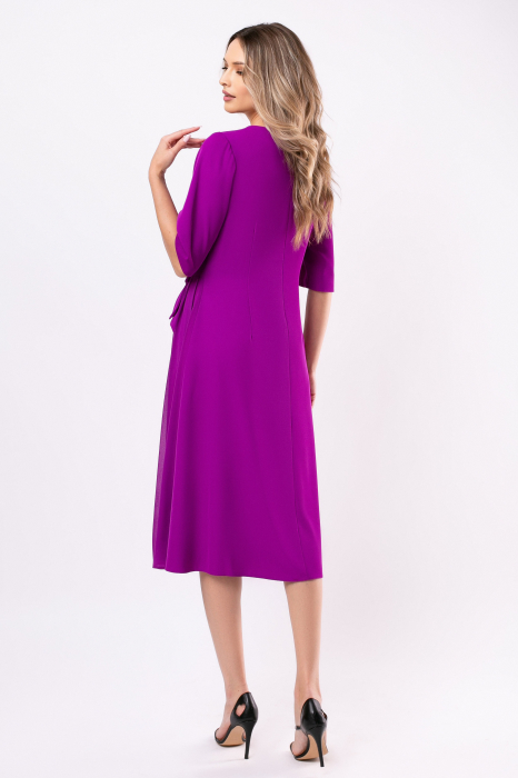 Rochie Viada elegantă mov cu pliuri pe fustă [6]